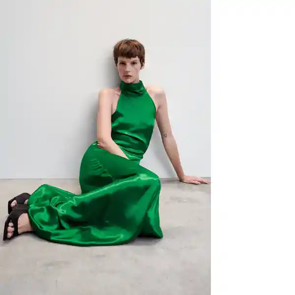 Vestido Alice-A Verde Talla L Mujer Mango