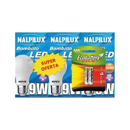 Nalpilux Bombillo Led 9W Con Pila Ecobattery