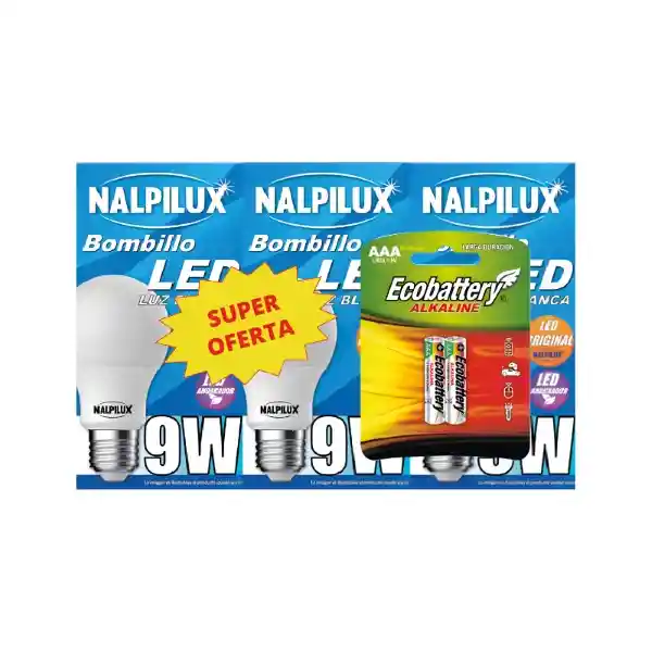 Nalpilux Bombillo Led 9W Con Pila Ecobattery