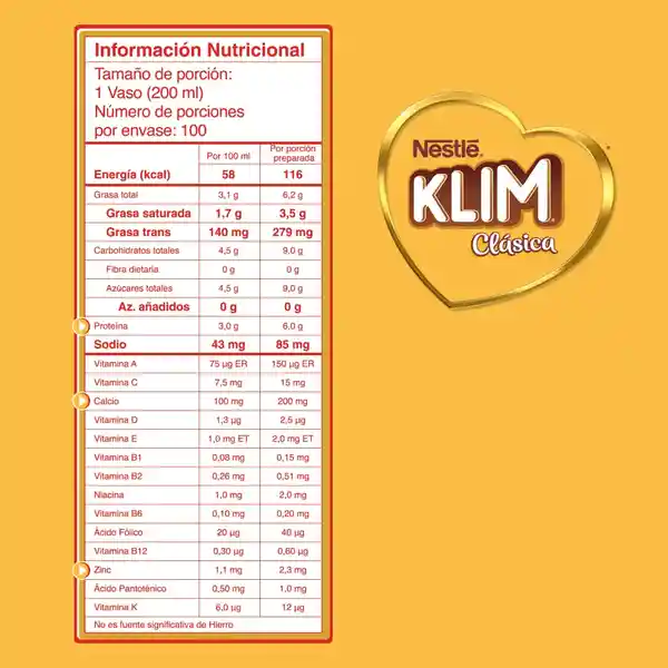 Leche en polvo KLIM Clásica x 2400g