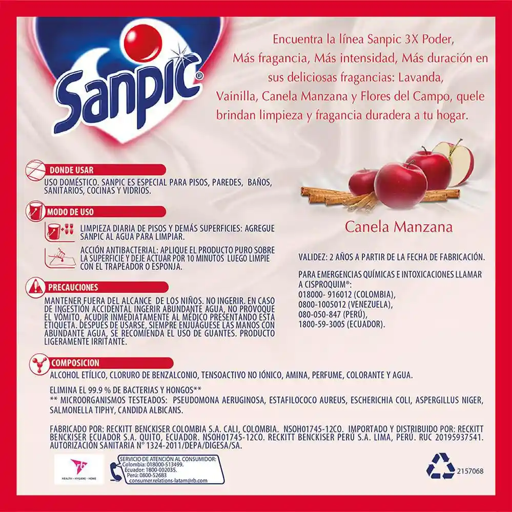 Sanpic Limpiapisos Antibacterial Canela Galón 17131