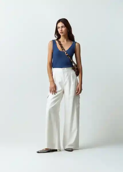 Pantalón Long Mujer Crudo Marfil Talla 10 Naf Naf