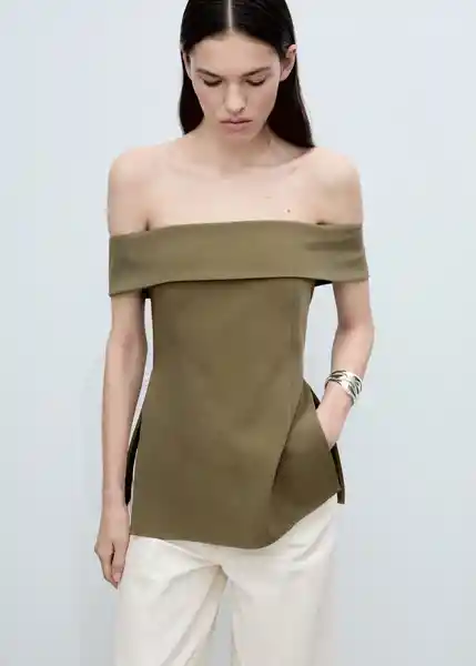Top Box Khaki Talla M Mujer Mango