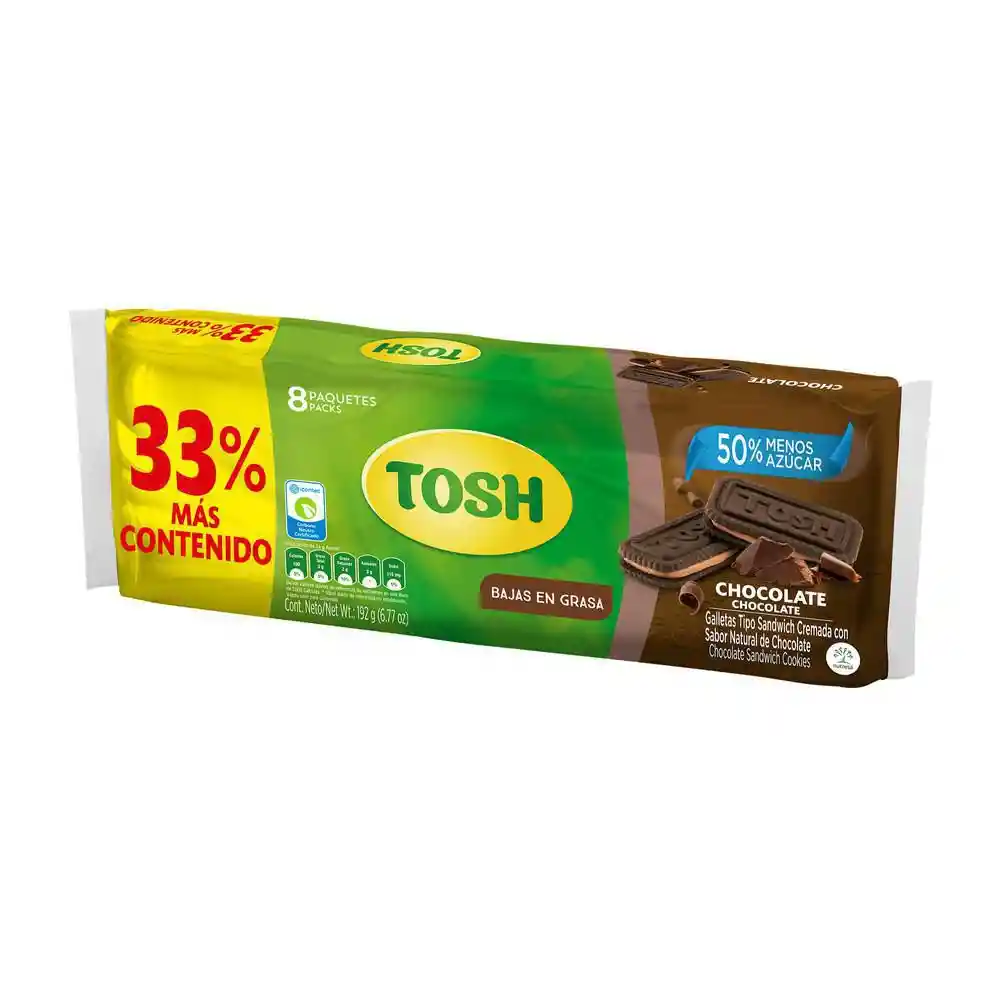 Tosh Galletas Chocolate Bajas En Grasa x 8 Unidades