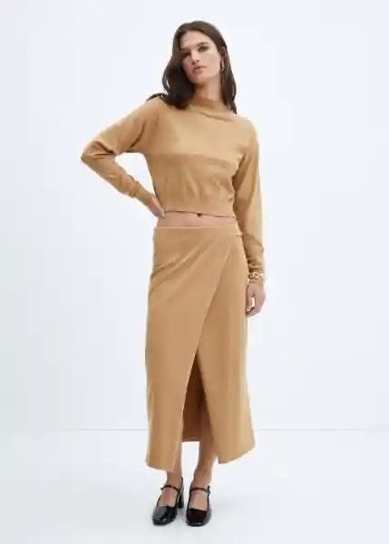 Falda Percebe Camel Talla 24 Mujer Mango