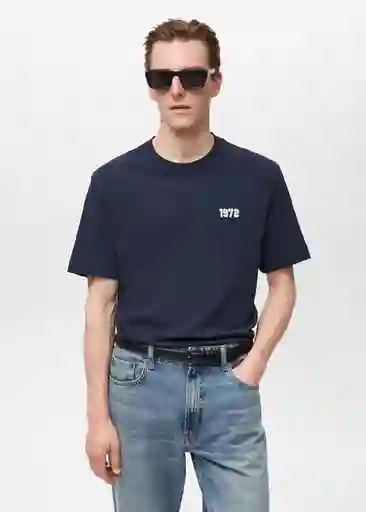 Camiseta Mvpna Navy Talla L Hombre Mango