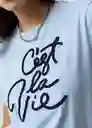 Camiseta Mujer Azul Zen Claro Talla M 402G002 Naf Naf