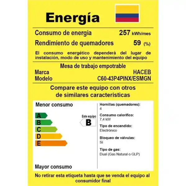 Haceb Estufa de Empotrar 4 Puestos 