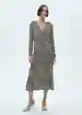 Vestido Lin Crudo Talla M Mujer Mango