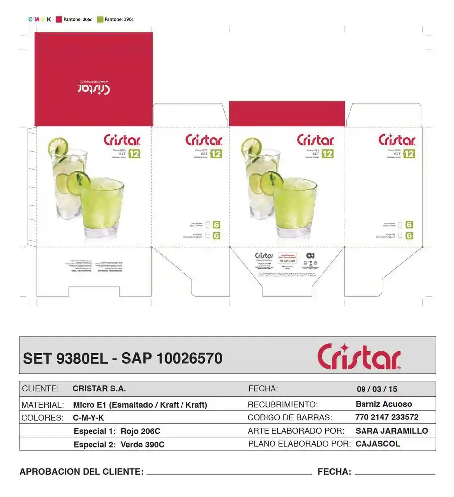 Set X 12 Piezas Niza Cristar 9380El