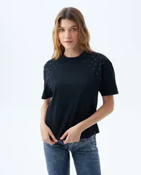 Camiseta Mujer Negro Talla S 609f004 Americanino