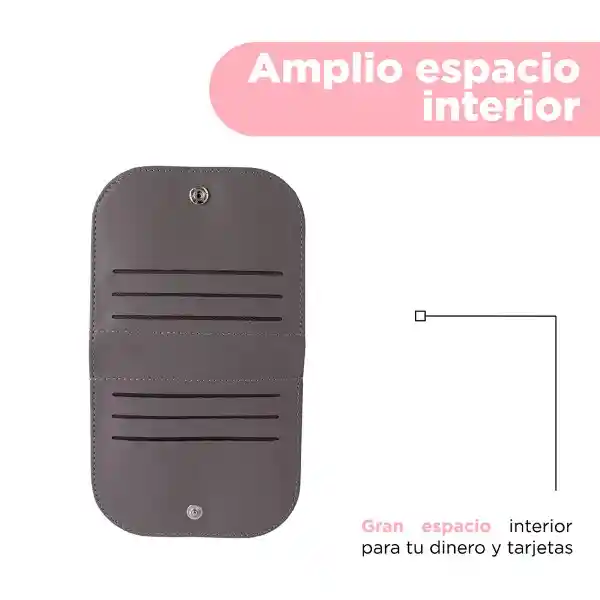 Cartera Corta Con Cierre Para Mujer Gris Serie Miniso