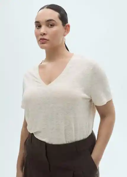 Camiseta Linito Crudo Talla L Mujer Mango