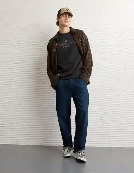 Camiseta Hombre Negro Talla LARGE 4873001 American Eagle