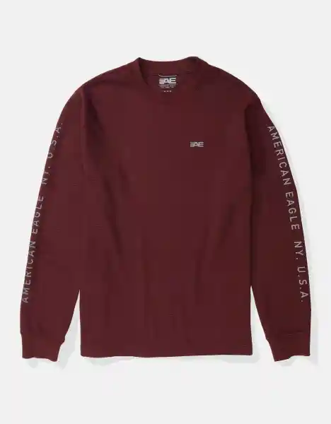 Camiseta Ruedo Recto Hombre Vinotinto Medium American Eagle