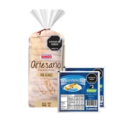 Combo Bimbo Pan Artesano Tajado 500 g + Colanta Queso Mozzarella