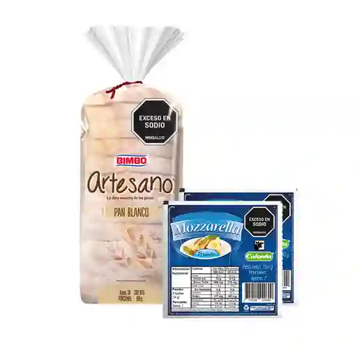 Combo Bimbo Pan Artesano Tajado 500 g + Colanta Queso Mozzarella