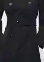 Abrigo Trench Eiffel Negro Talla XS Mujer Mango