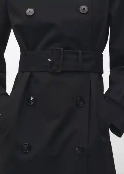 Abrigo Trench Eiffel Negro Talla XS Mujer Mango