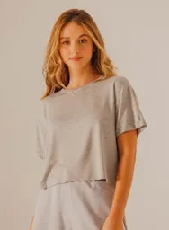 Camiseta Manga Corta Mujer Gris Jaspe Talla M People
