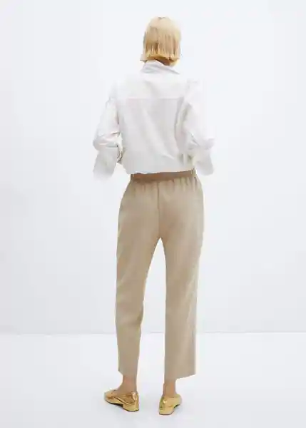 Pantalón Fluido Beige Talla 24 Mujer Mango