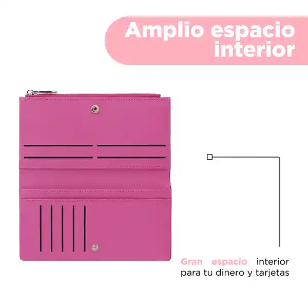 Cartera Para Mujer Larga Bloques Geométricos Fucsia Miniso