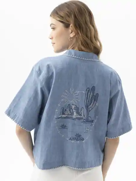 Camisa Mujer Azul Talla S 319f001 Americanino