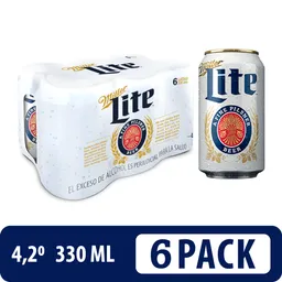 Miller Lite Cerveza Six Pack - Cerveza Light 6 Latas