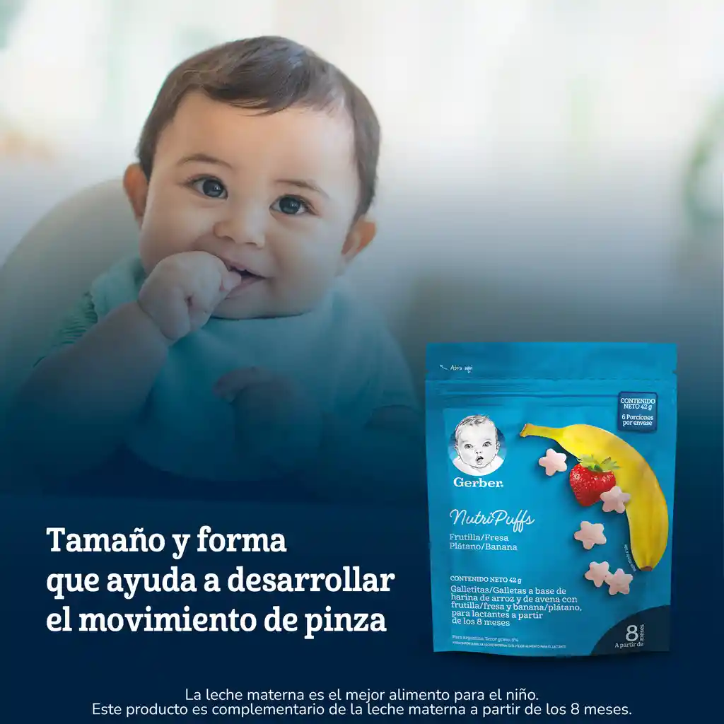 Snack para bebés GERBER Nutripuffs Banana Fresa Bolsa x 42g