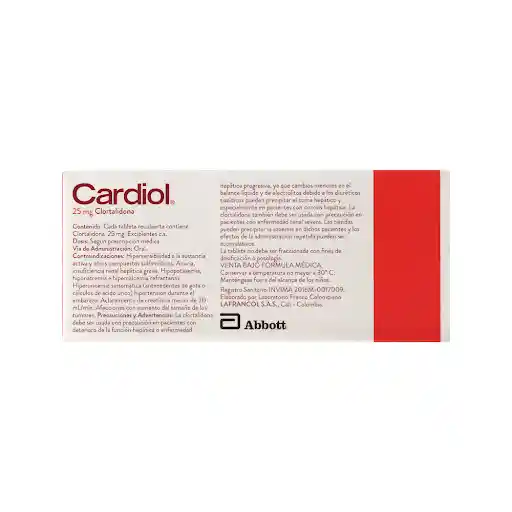 Cardiol Lafrancol 25 Mg 30 Tabletas Ag