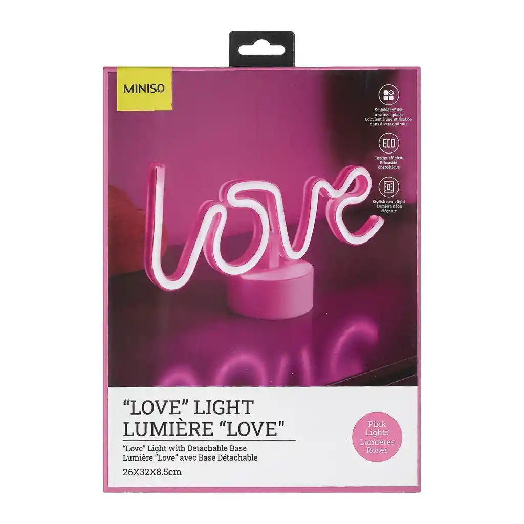 Lámpara Base Separable Love Luz Rosa Modelo Fl-love-01 Miniso