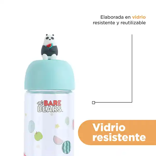 Miniso Botilito de Vidrio Osos Escandaloso Panda Verde 5.0 