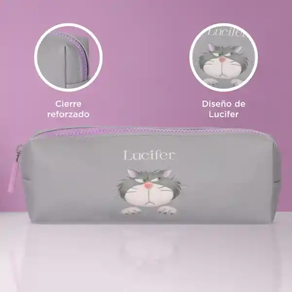 Cosmetiquera Rectangular Disney Cat Lucifer Gris Miniso