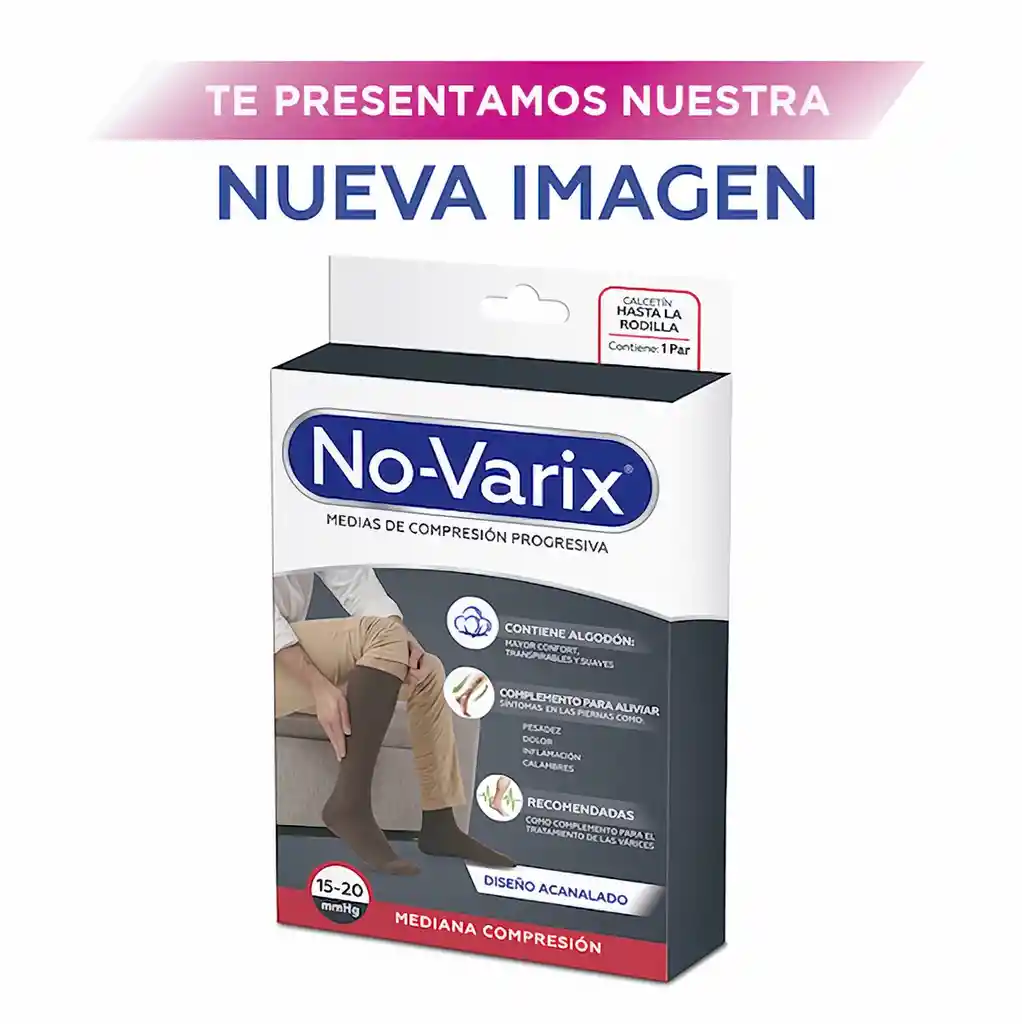 No-Varix Calcetín Fibras Especiales 15-20 mm/hg Black M