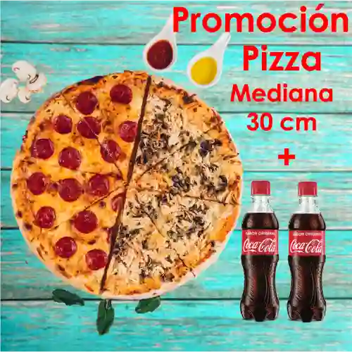 Pizza Mediana 30 Cm + 2 Gaseosas 400 ml