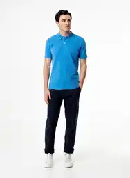 Camiseta Con Cuello Hombre S - Azul