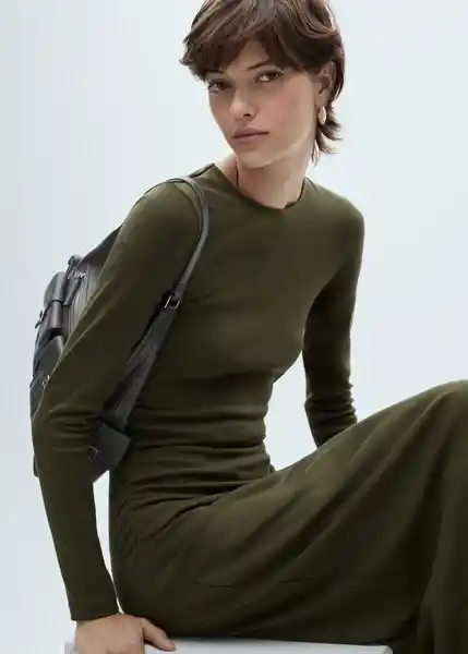 Vestido Basila Khaki Talla L Mujer Mango