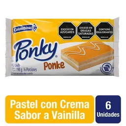 Ponky Pastel con Crema Sabor a Vainilla por 6 und