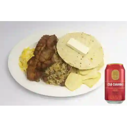 Combo Calentado con Chicharrón + Club Cola Roja Lata 330ml
