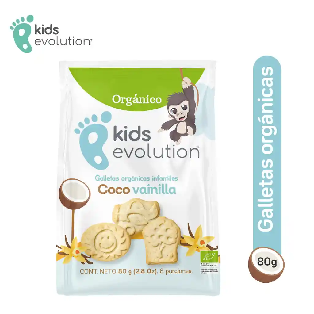 Kids Evolution Galleta Orgánica Infantil Coco Vainilla