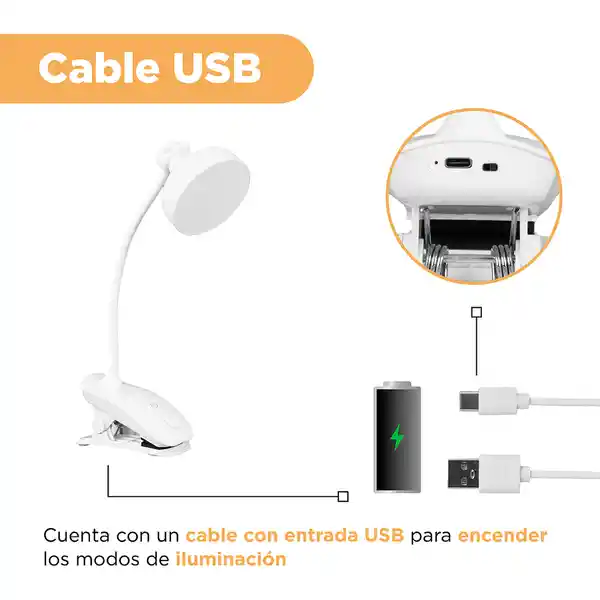 Lámpara Clip On de Oso Con 3 Modos Blanco Mod 2105 Miniso