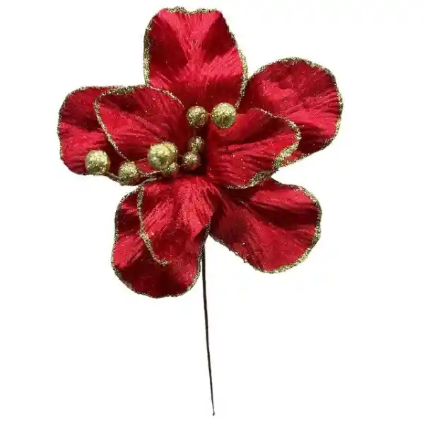 Flor Magnolia Rojo Dorado 8P 22 cm 831-Amx006-2502C Finlandek