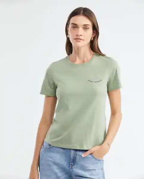 Camiseta Ch57 Graphic Tee Verde Aplomado Claro Talla M Mujer Chevignon