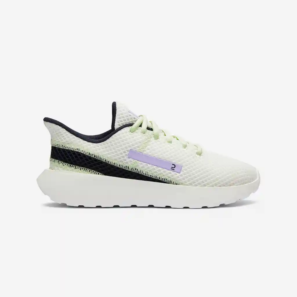 Tenis Transpirables Caminar Mujer Klnj Be Fresh Blanco Verde Oscuro
