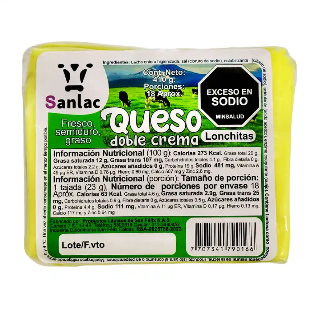 Queso Sanlac Doble Crema Tajado
