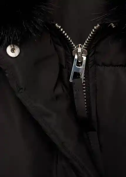 Abrigo Anorak Pingu Negro Talla L Mujer Mango