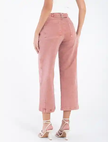 Pantalón De Tiro Alto Rosa Rosetón Medio Talla 4 Mujer Naf Naf