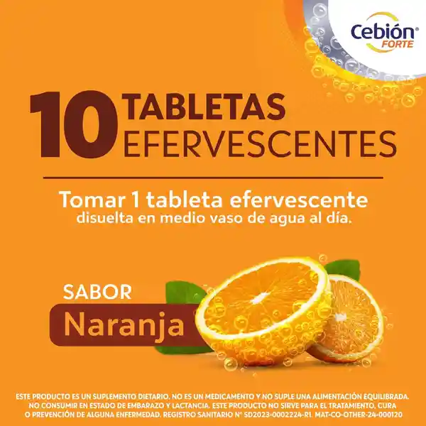 Cebión Forte tabletas Efervescentes de Vitamina C + Zinc con 20 unidades