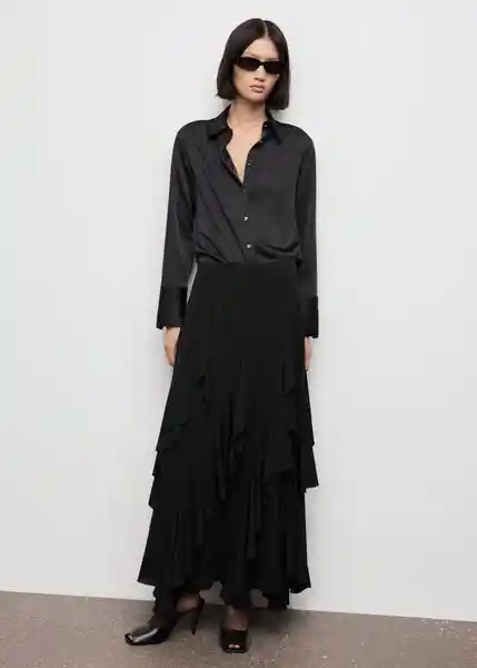 Camisa Ideale Negro Talla 18 Mujer Mango