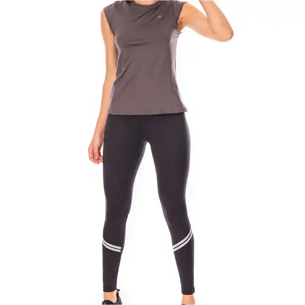 Pantalon Largo Poliamida/elastano Mujer Negro Fondo Bandas Reflectivas 65178 Talla M